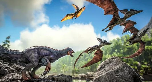 方舟生存进化：遇到眩晕的三角龙，迅速靠近并打开其背包